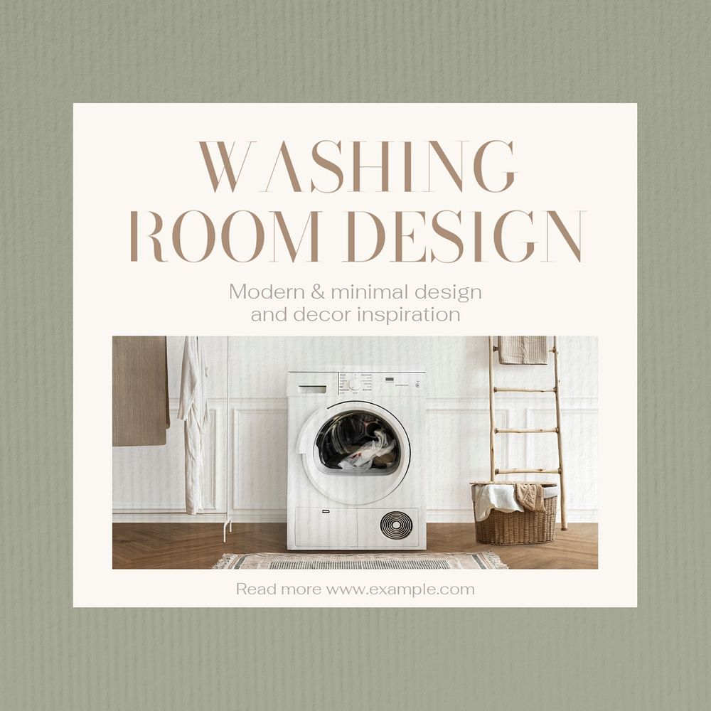 Washing room design Instagram post template, editable text