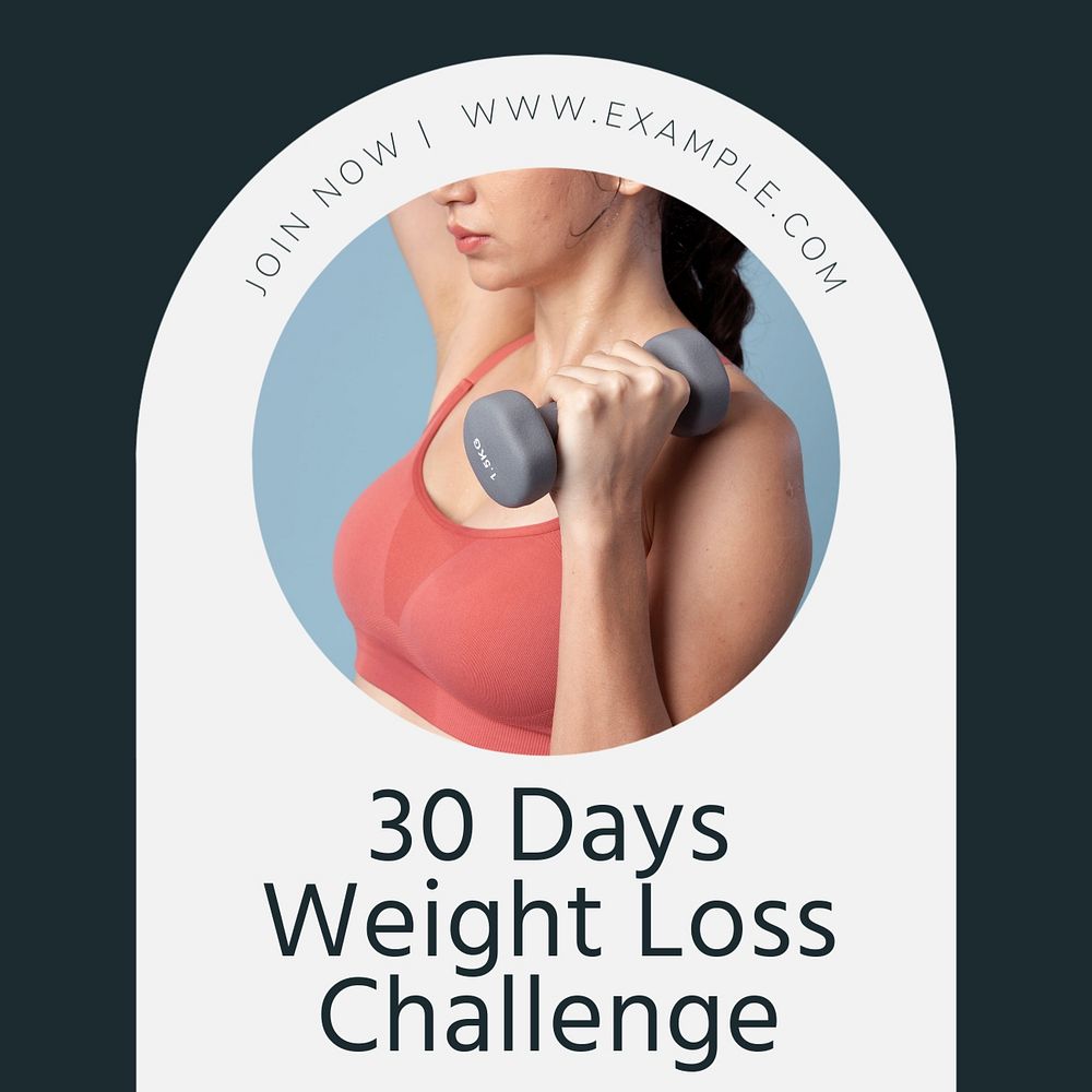 Weight loss challenge Instagram post template, editable text