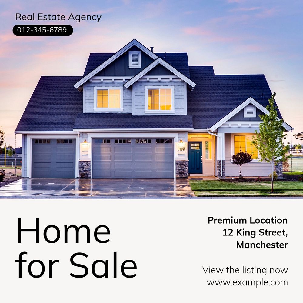 Home sale Instagram post template, editable text