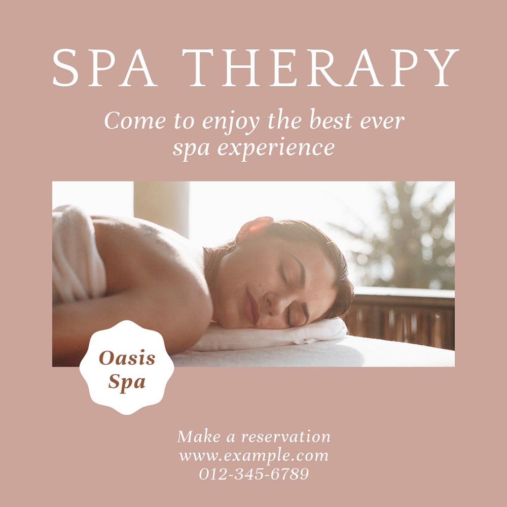 Spa therapy Instagram post template, editable text