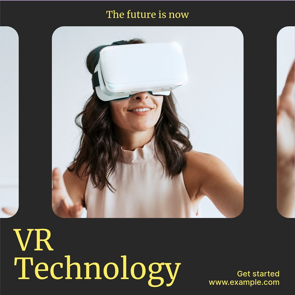 VR technology Instagram post template, editable text