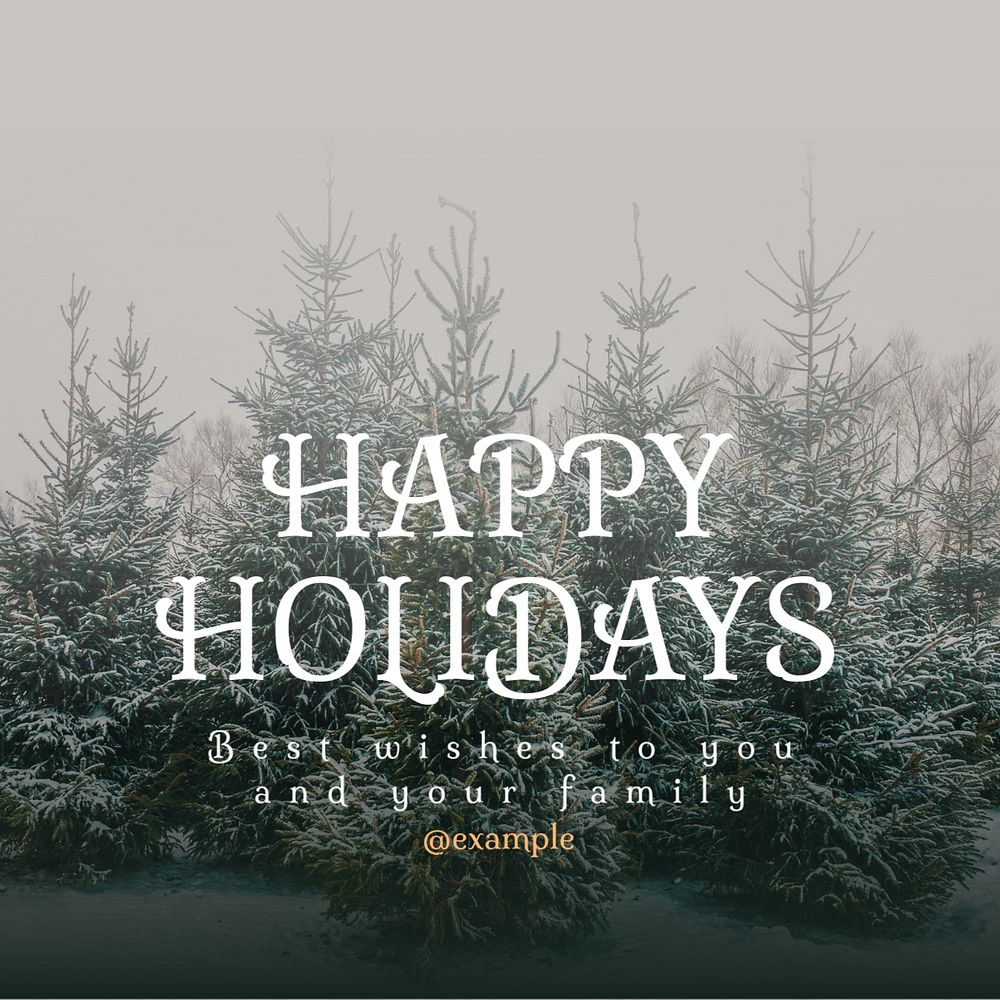 Happy holidays Instagram post template, editable text