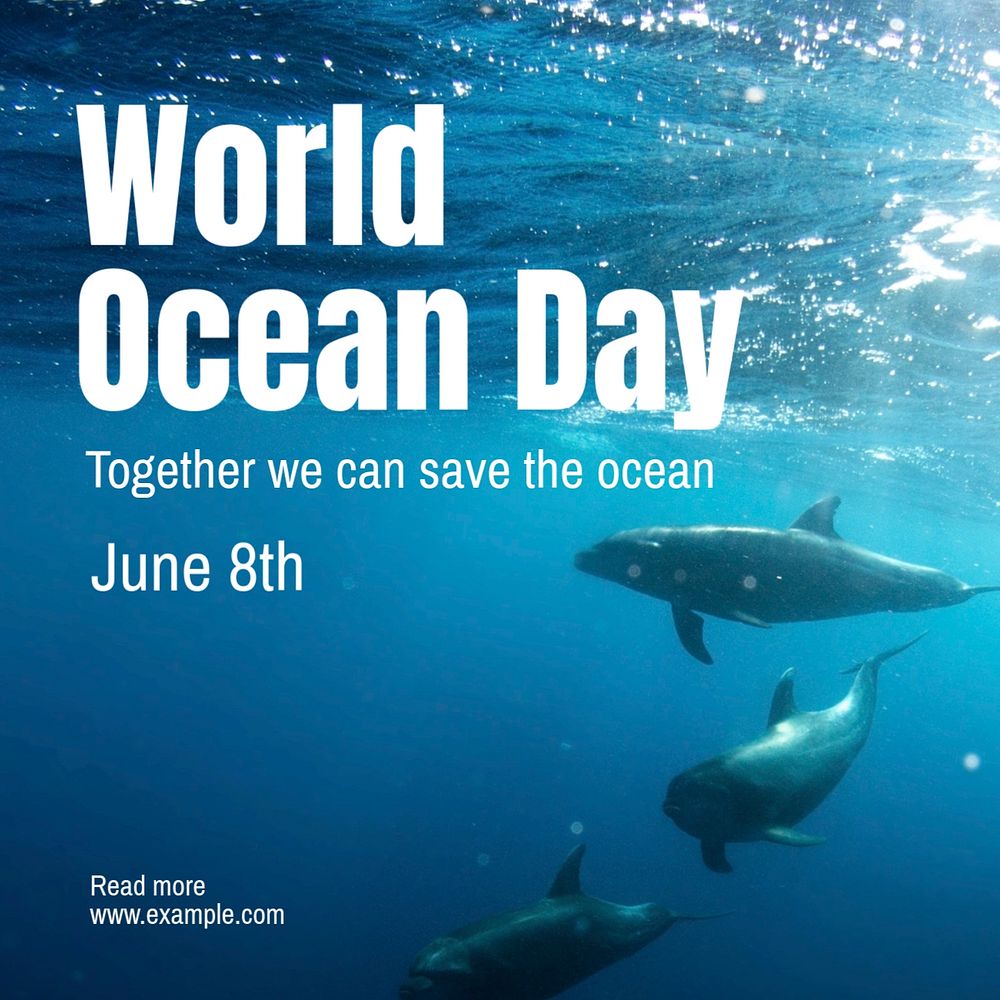 World ocean day Instagram post template, editable text