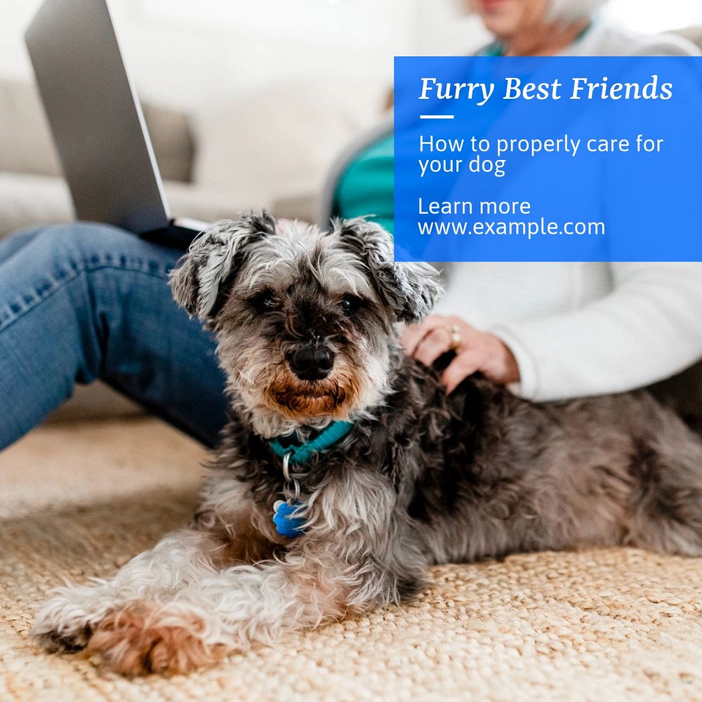 Furry best friends Instagram post template, editable text