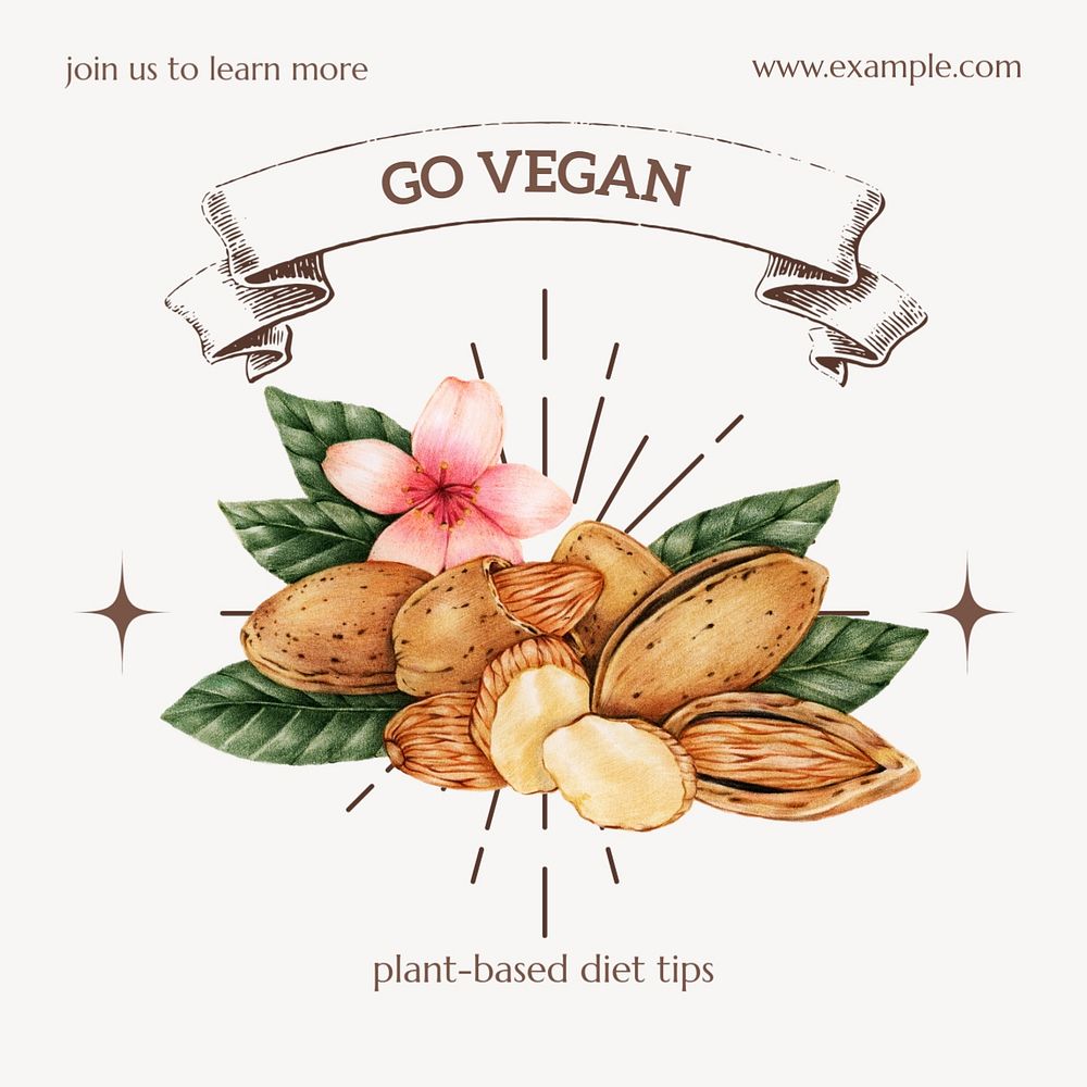 Plant-based vegan diet Instagram post template, editable text