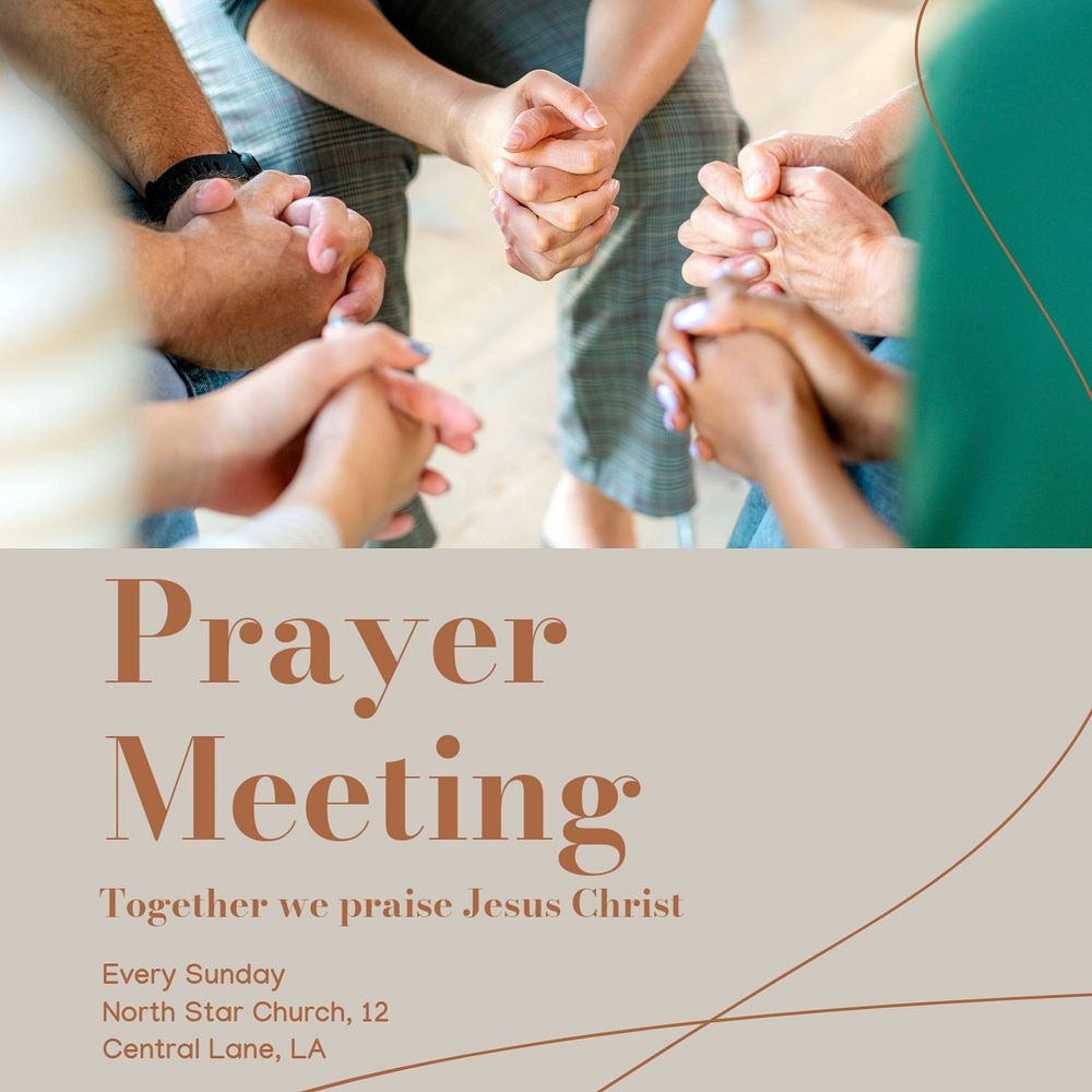 Prayer meeting Instagram post template, editable text