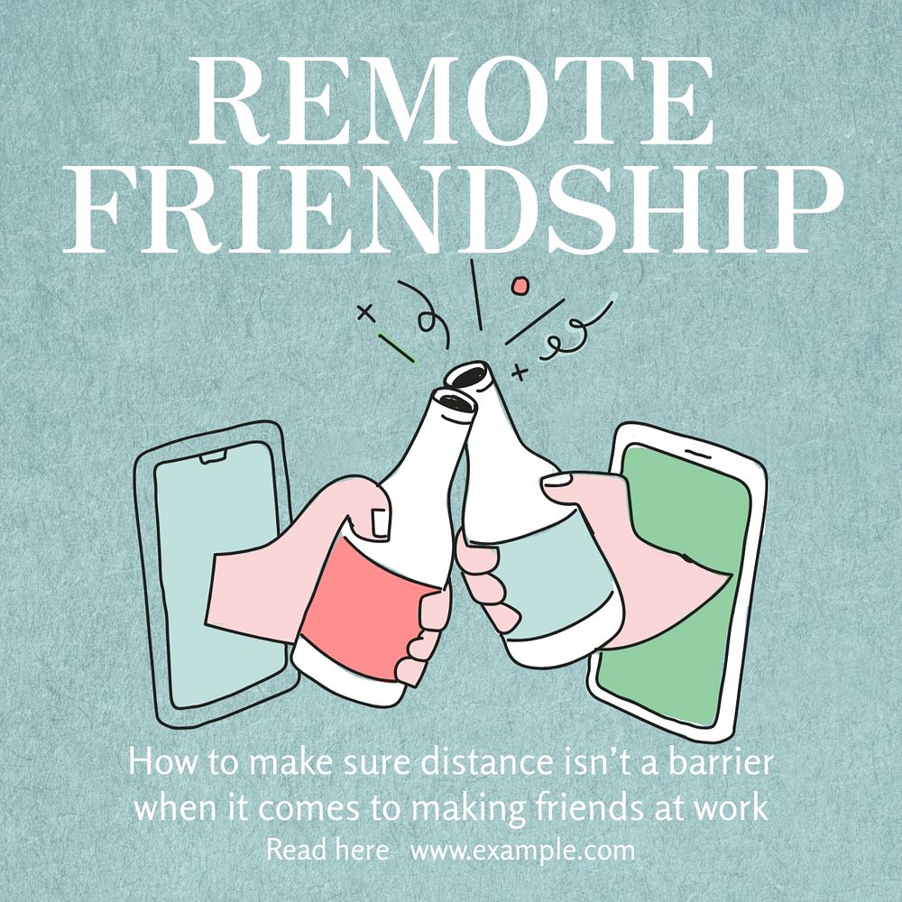 Remote friendship Instagram post template, editable text