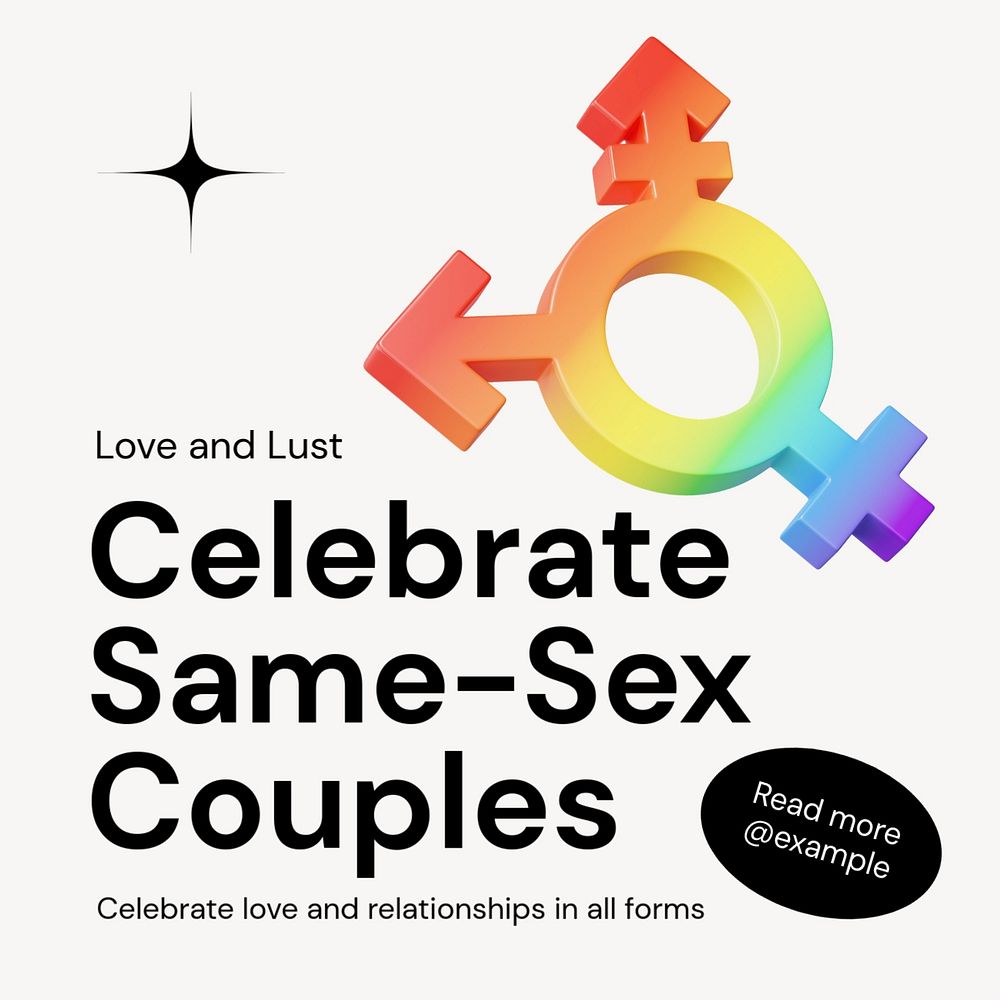 Same sex couples Instagram post template, editable text