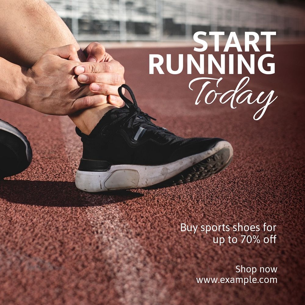 Start running today Instagram post template, editable text