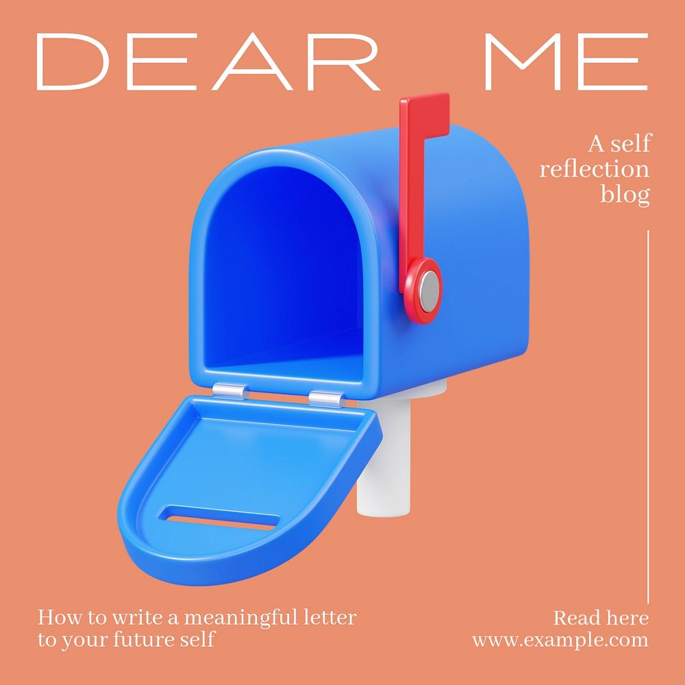 Future self letter Instagram post template, editable text