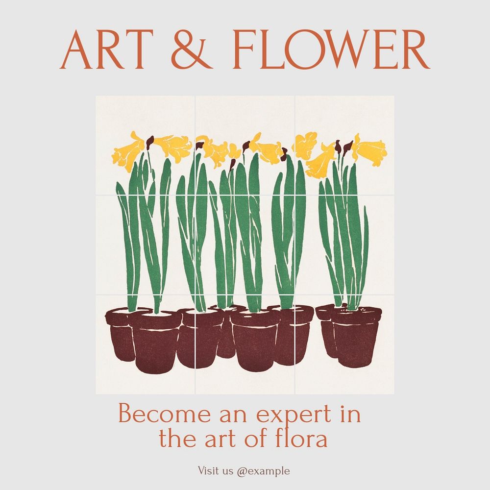 Art & flower Instagram post template, editable text