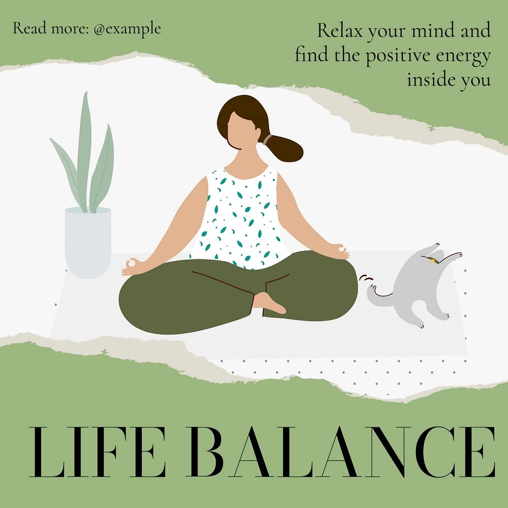 Life balance Instagram post template, editable text