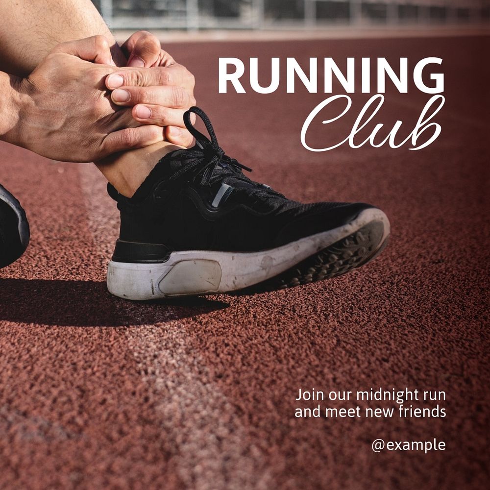 Running club Instagram post template, editable text