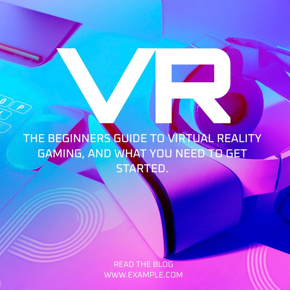 Virtual reality Instagram post template, editable text