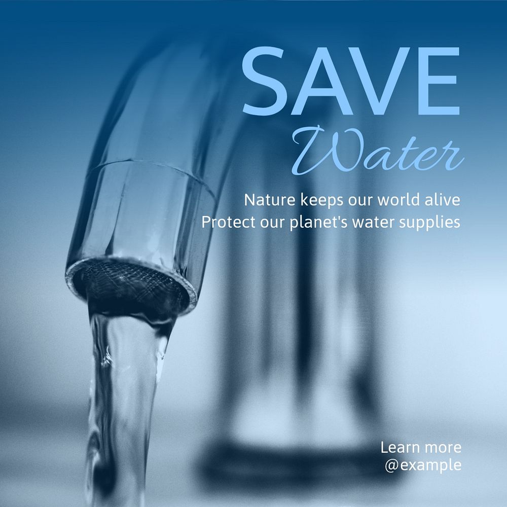 Save water Instagram post template, editable text