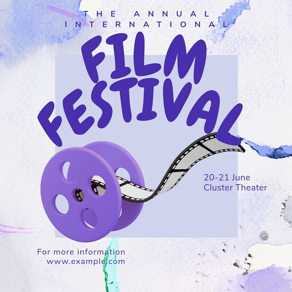 Film festival Instagram post template, editable text