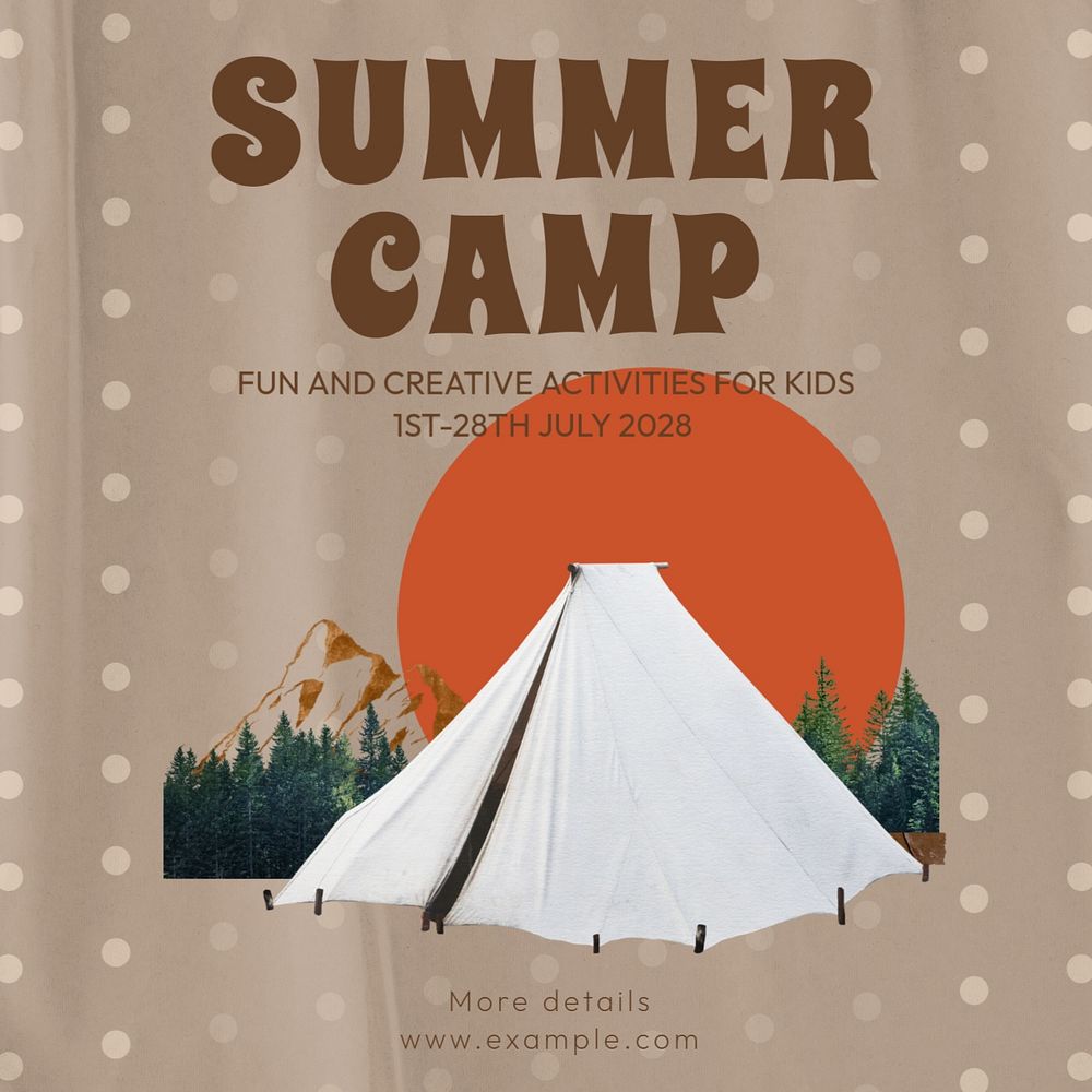 Summer camp Instagram post template, editable text