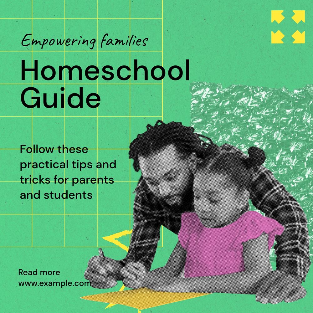 Homeschool guide Instagram post template, editable text