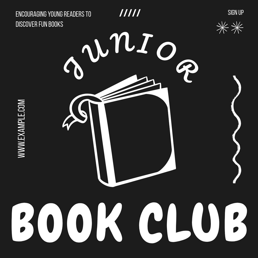 Junior book club Instagram post template, editable text