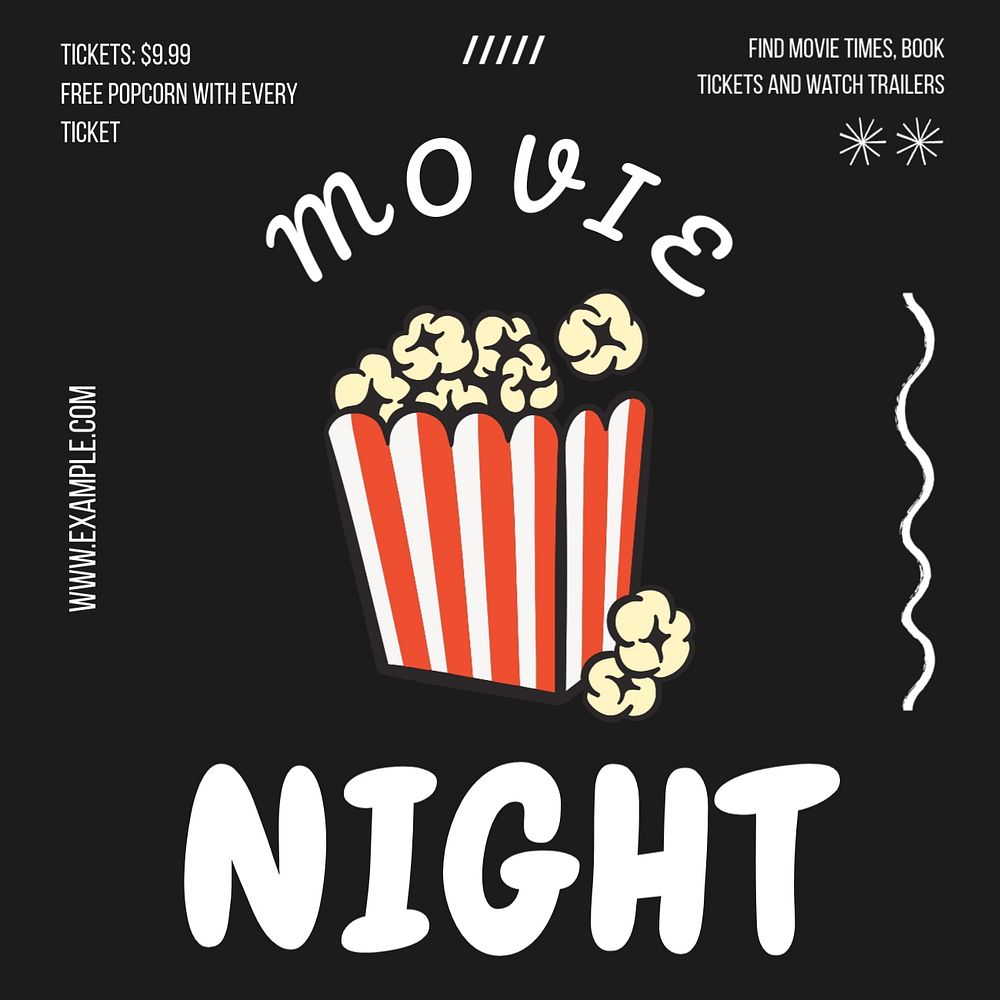 Movie night Instagram post template, editable text