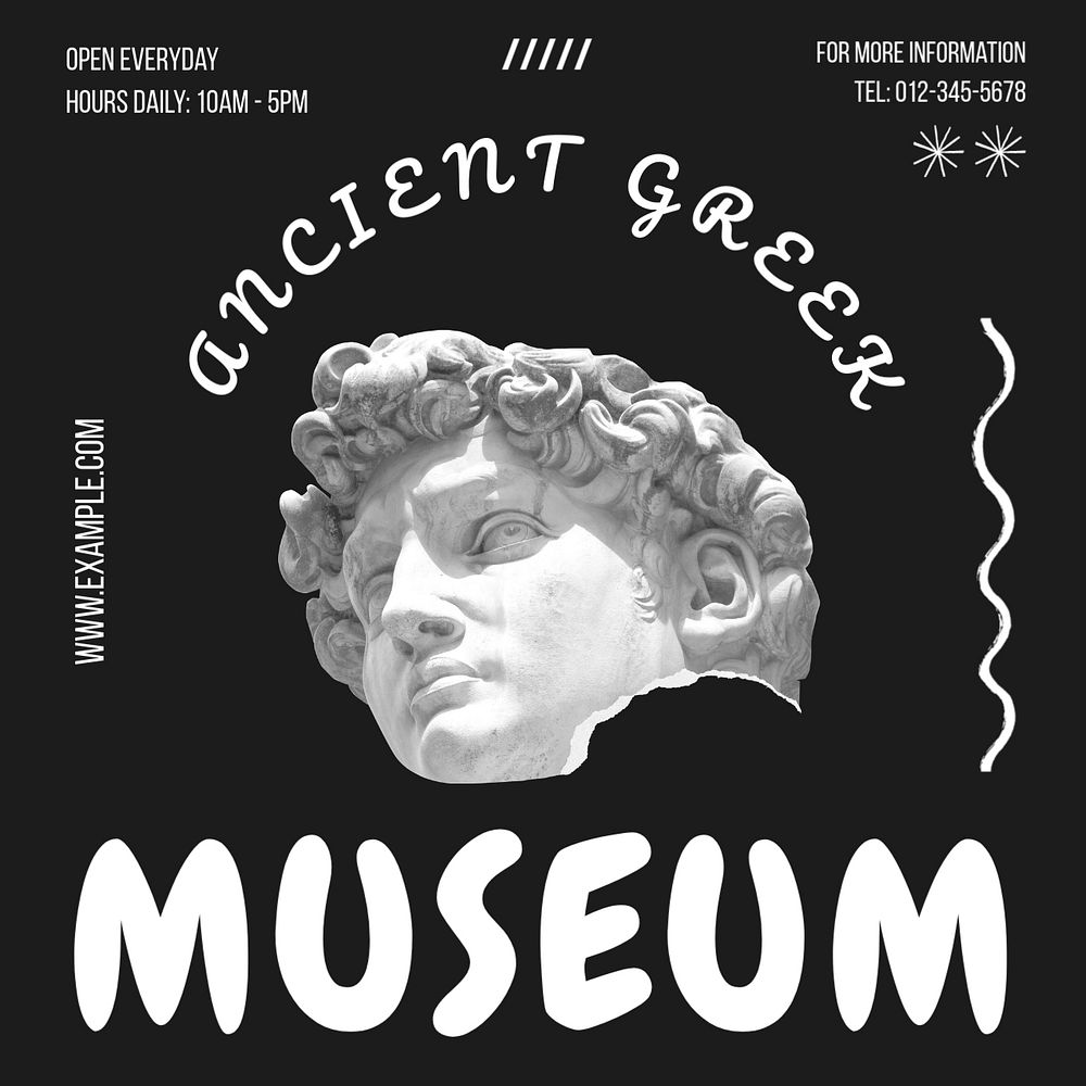 Ancient Greek Museum Instagram post template, editable text