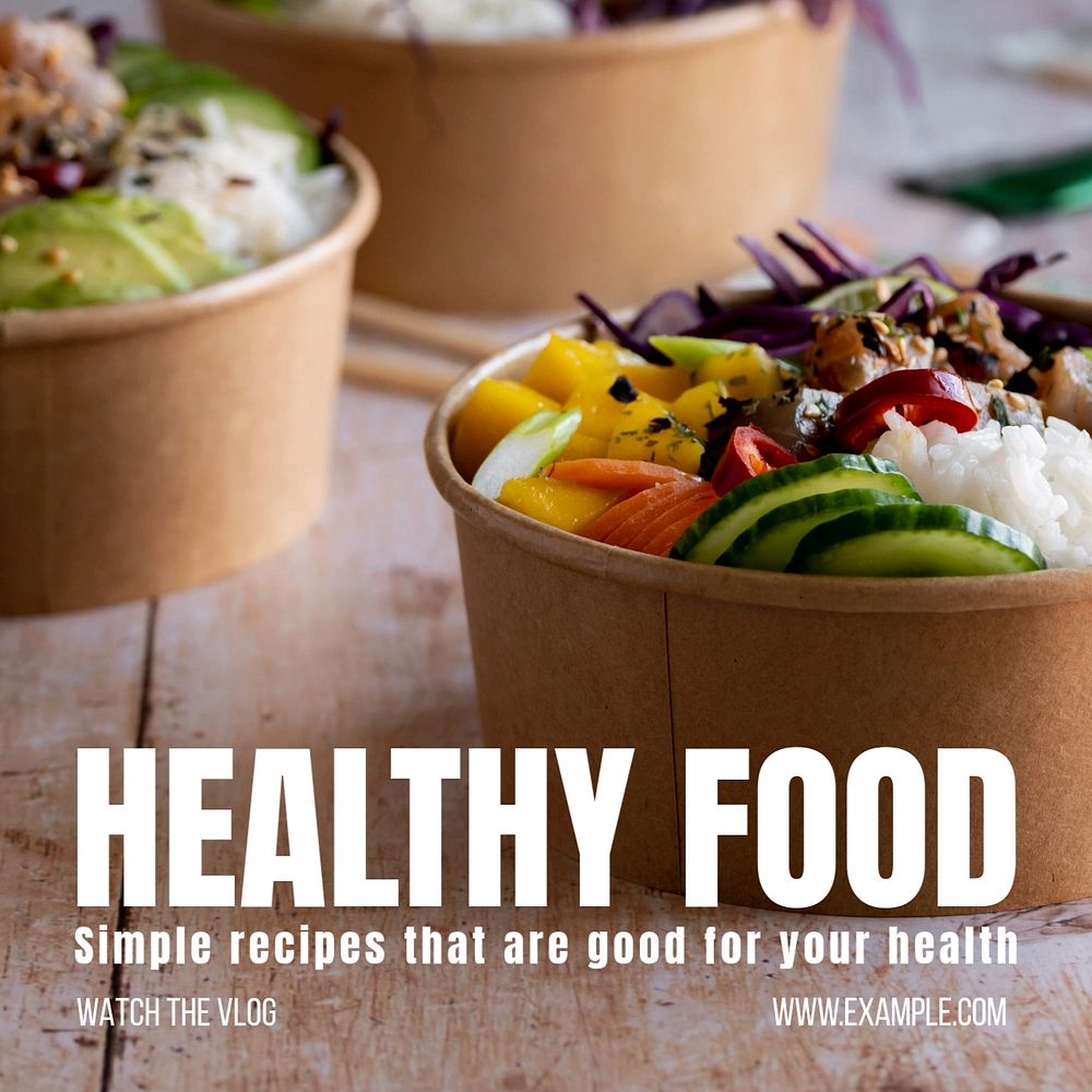 Healthy food Instagram post template, editable text