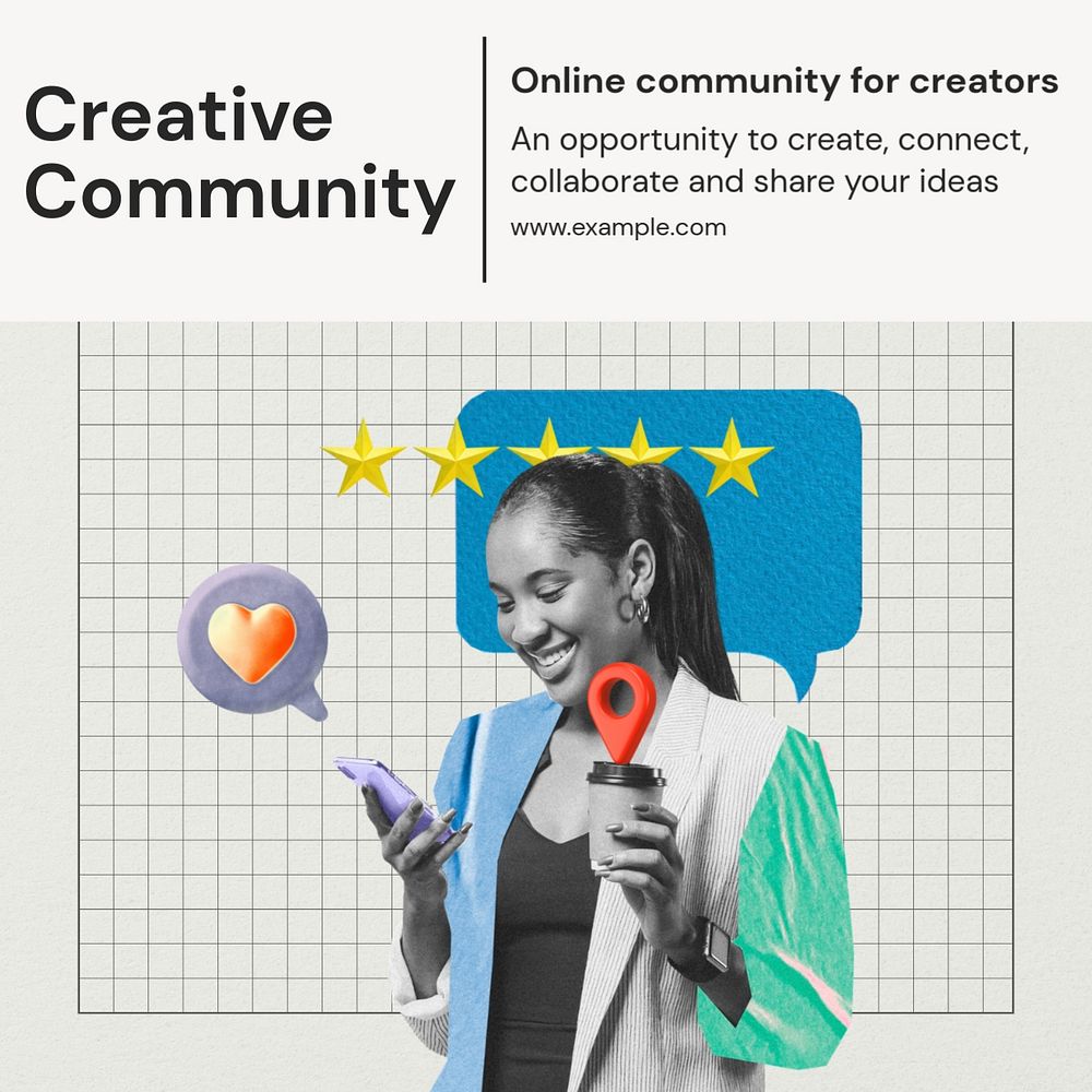 Creative community Instagram post template, editable text