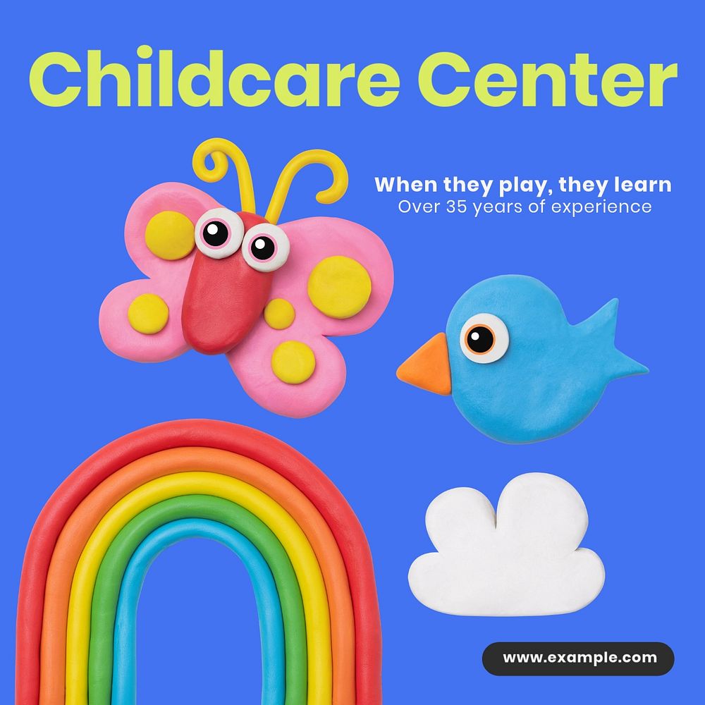 childcare center Instagram post template, editable text