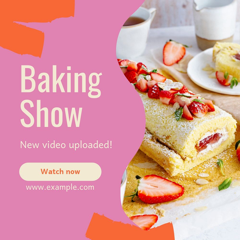 Baking show Instagram post template, editable text