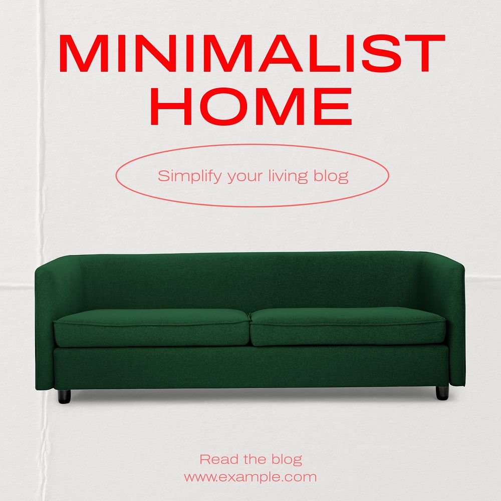 Minimalist home decor Instagram post template, editable text