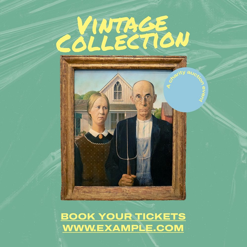 Vintage collection Instagram post template, editable text