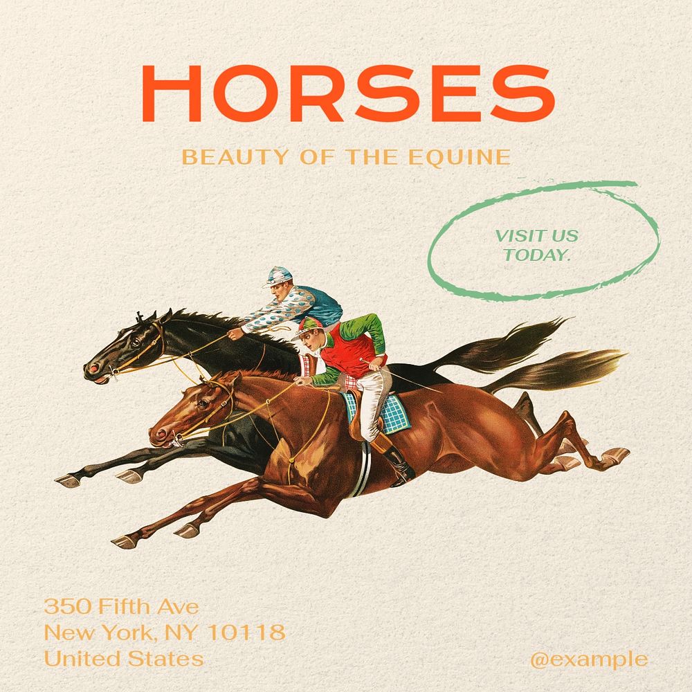 Beauty of horses Instagram post template, editable text