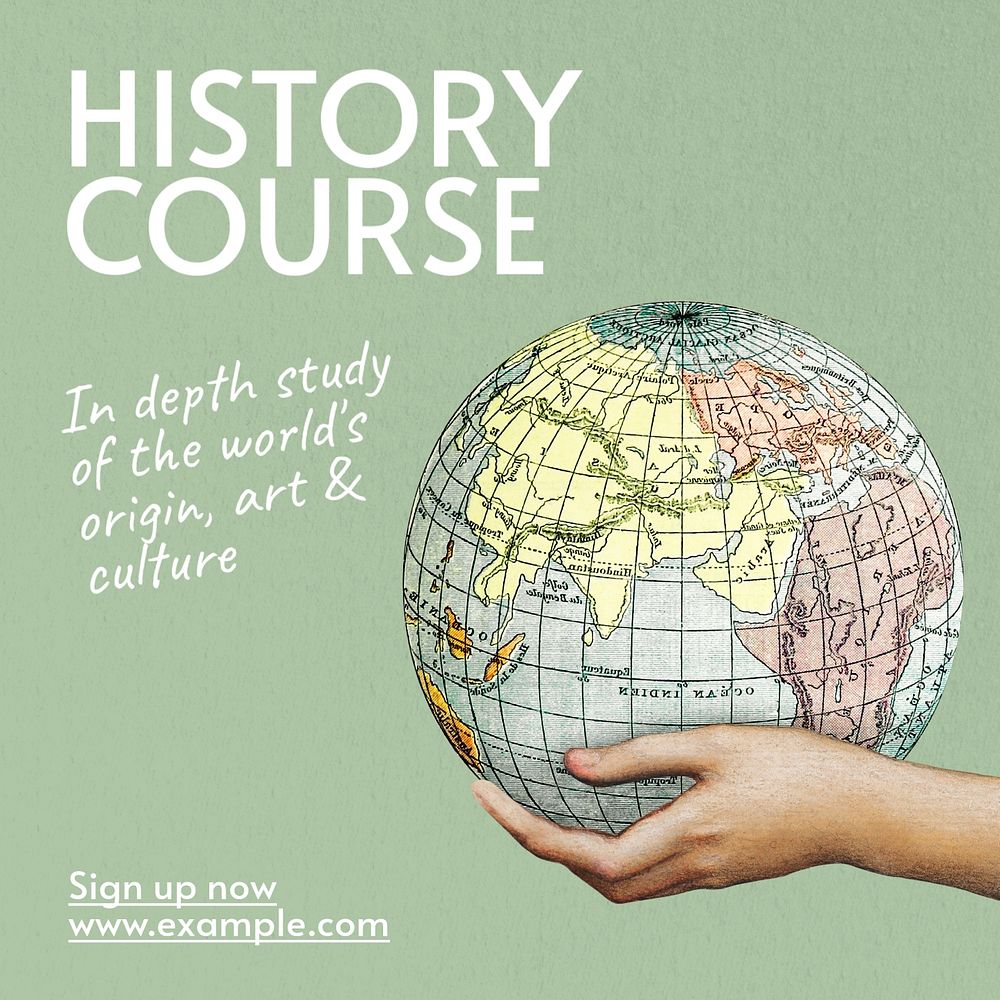 History course Instagram post template, editable text