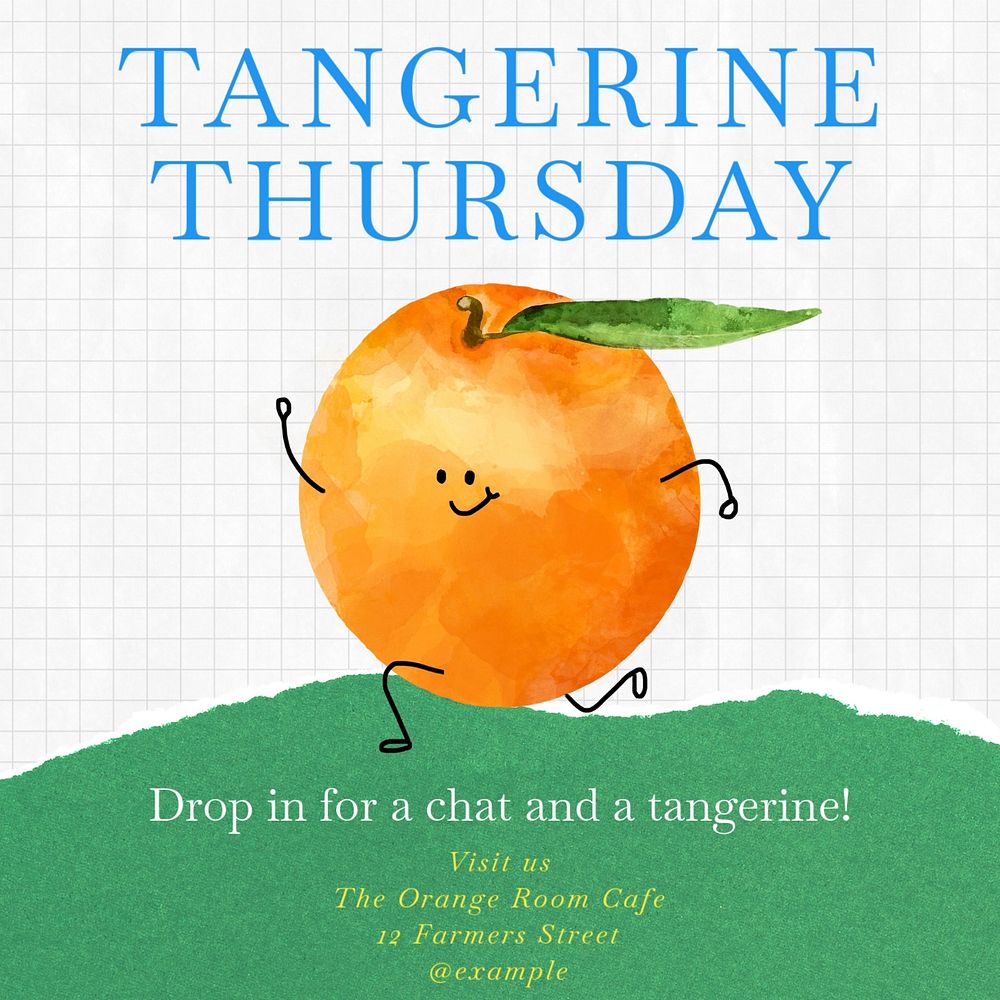 Tangerine Thursday Instagram post template, editable text