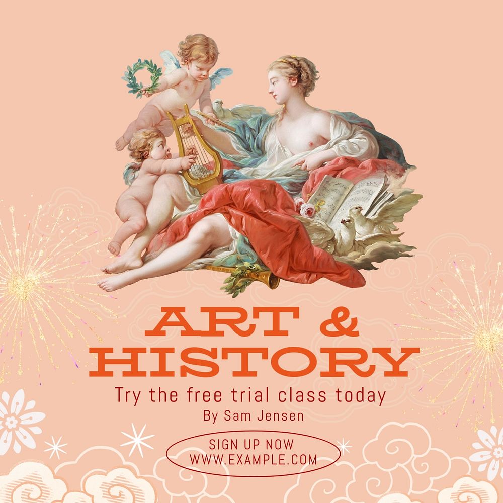 Art & History class Instagram post template, editable text