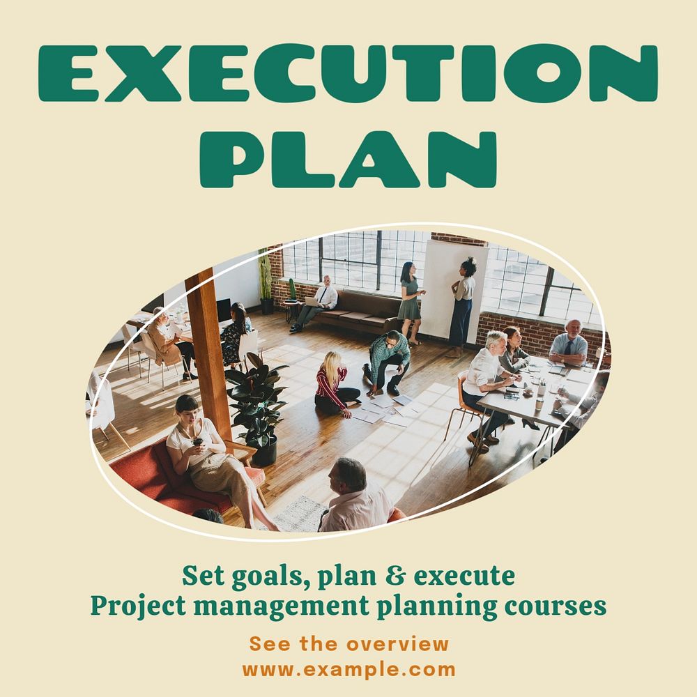 Execution plan Instagram post template, editable text