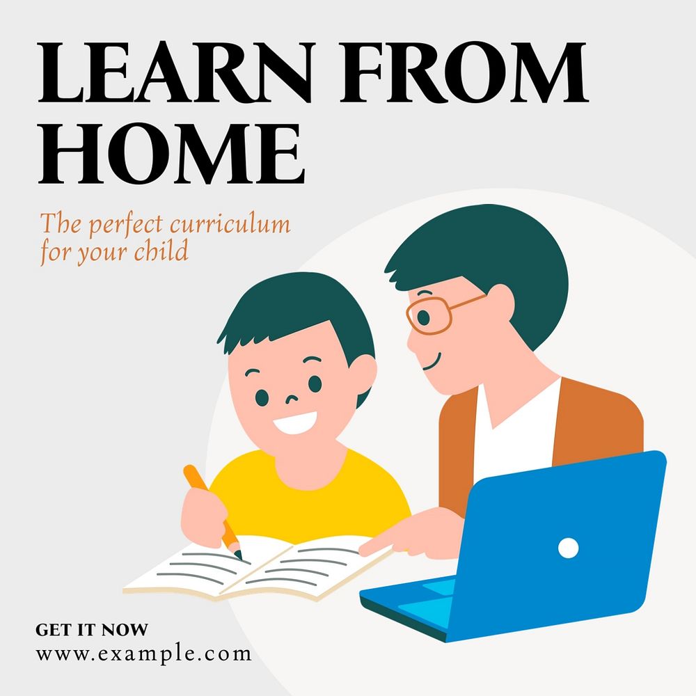 Home school Instagram post template, editable text