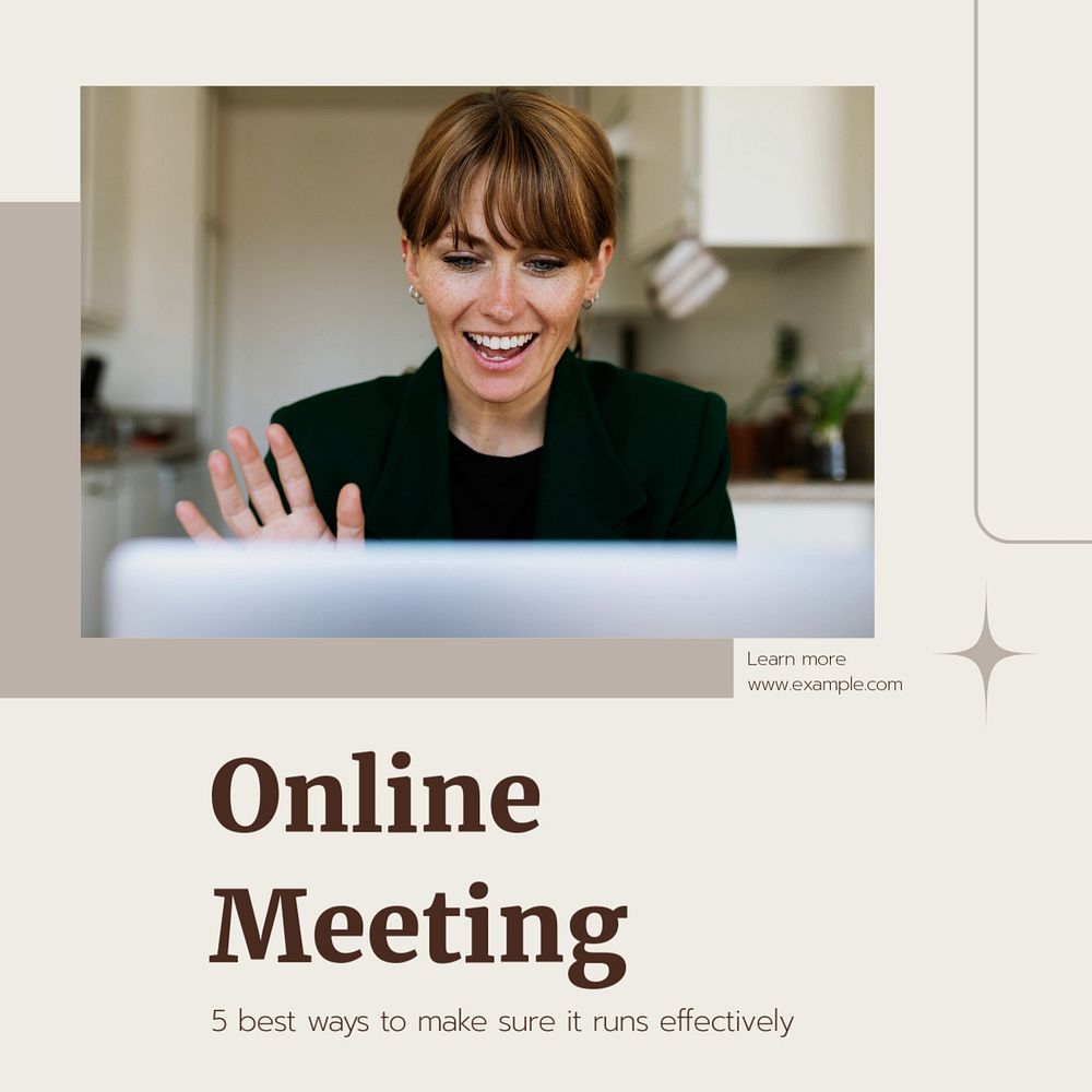 Online meeting Instagram post template, editable text