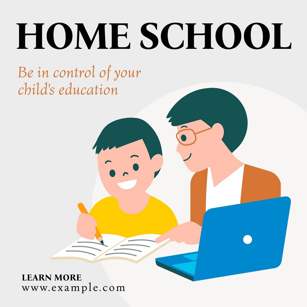 Home school Instagram post template, editable text