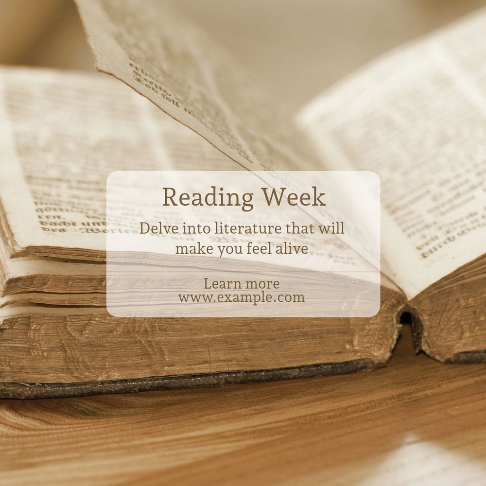 Reading week Instagram post template, editable text