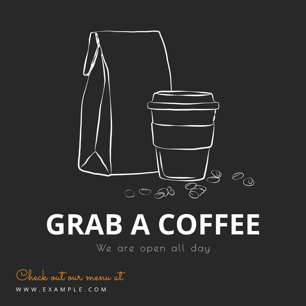 Grab a coffee Instagram post template, editable text