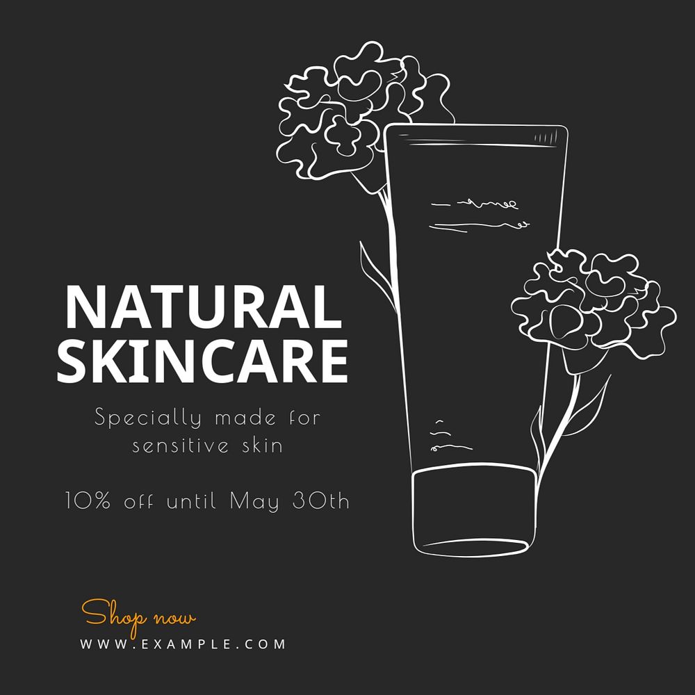 Natural skincare Instagram post template, editable text