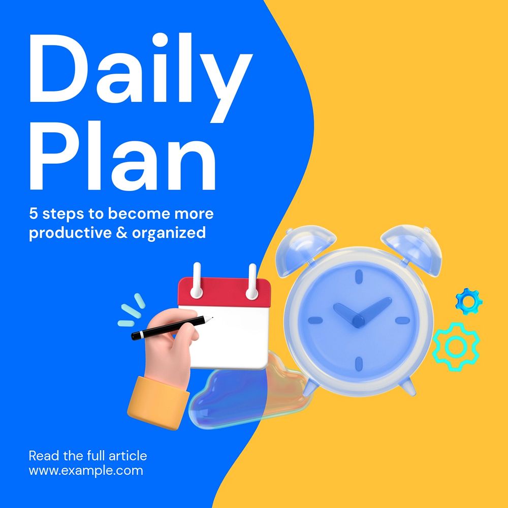 Daily plan Instagram post template, editable text