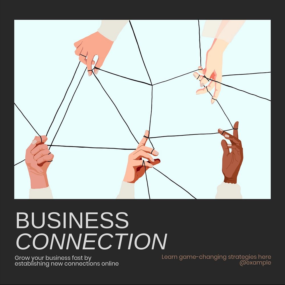 Business connection Instagram post template, editable text