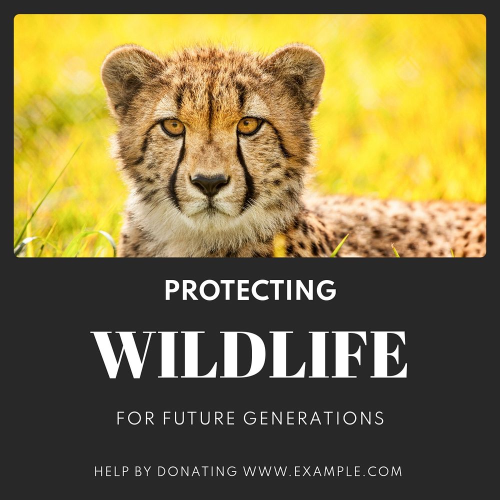 Wildlife charity Instagram post template, editable text