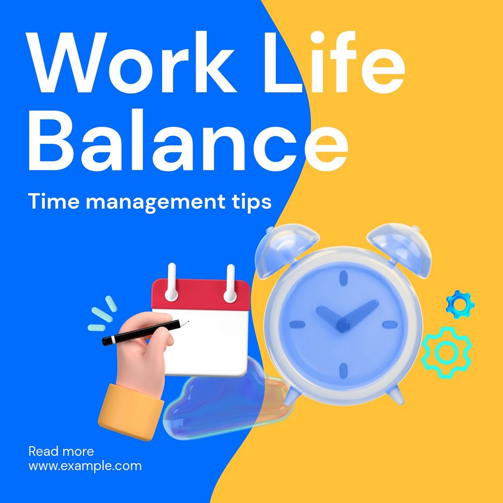 Work-life balance Instagram post template, editable text