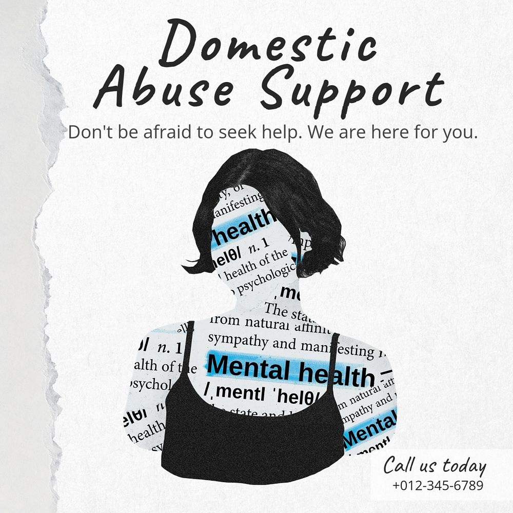 Domestic abuse support Instagram post template, editable text