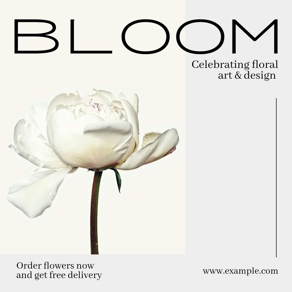 Bloom Instagram post template, editable text