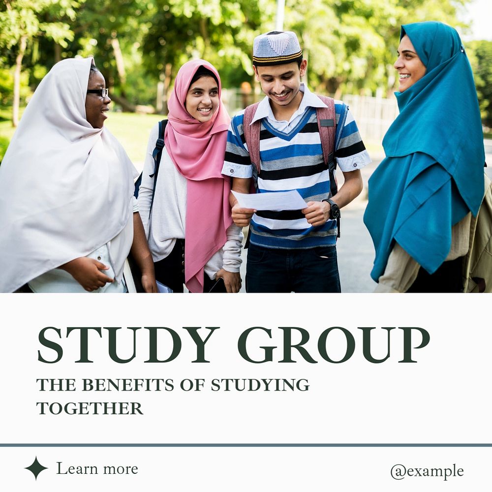 Study group Instagram post template, editable text