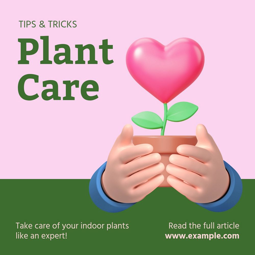 Plant care tips Instagram post template, editable text